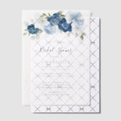 Dusty Blue Floral Watercolor Script Brautparty Pergament Einladungen (Versetzt (Einladung))
