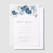 Dusty Blue Floral Watercolor Script Brautparty Pergament Einladungen (Versetzt)