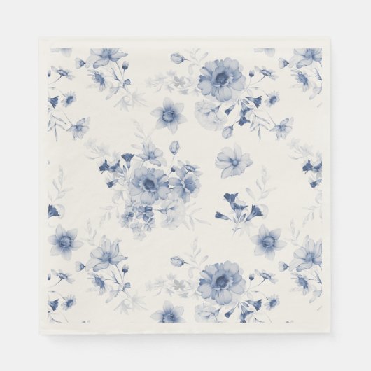 Dusty Blue Floral Watercolor Serviette (Vorderseite)