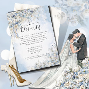 Dusty Blue Floral Watercolor Wedding Begleitkarte