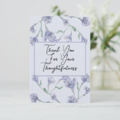 Dusty Blue Floral Watercolor Wedding Dankeskarte (Stehend Vorderseite)