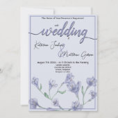 Dusty Blue Floral Watercolor Wedding Einladung (Vorderseite)