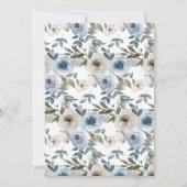 Dusty Blue Floral Watercolor Wedding Einladung (Rückseite)