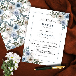 Dusty Blue Floral Watercolor Wedding Einladung