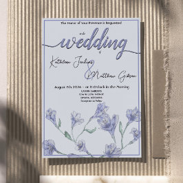 Dusty Blue Floral Watercolor Wedding Einladung