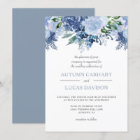 Dusty Blue Floral Watercolor Wedding