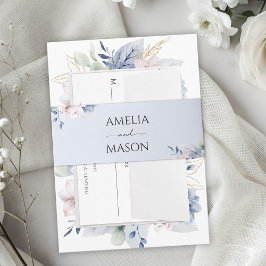 Dusty Blue Floral Watercolor Wedding Einladungsbanderole