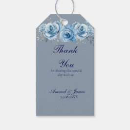 Dusty Blue Floral Watercolor Wedding Favor Tags Geschenkanhänger