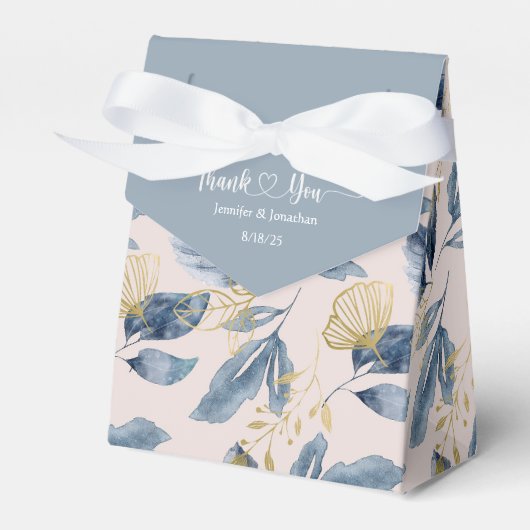Dusty Blue Floral Watercolor Wedding Geschenkschachtel (Vorderseite)