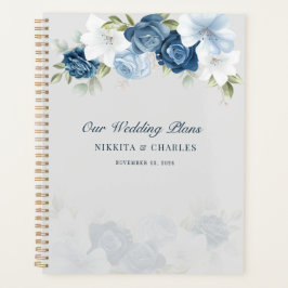 Dusty Blue Floral Watercolor Wedding Planer