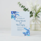  Dusty Blue Floral Watercolor Wedding Postkarte (Stehend Vorderseite)