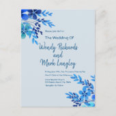  Dusty Blue Floral Watercolor Wedding Postkarte (Vorderseite)