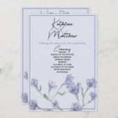 Dusty Blue Floral Watercolor Wedding Programm (Vorne/Hinten)