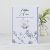 Dusty Blue Floral Watercolor Wedding Programm (Stehend Vorderseite)