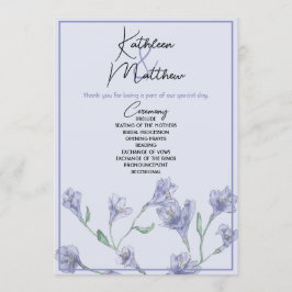 Dusty Blue Floral Watercolor Wedding Programm