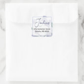 Dusty Blue Floral Watercolor Wedding Quadratischer Aufkleber (Tasche)