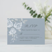 Dusty Blue Floral Watercolor Wedding RSVP (Stehend Vorderseite)