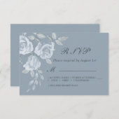 Dusty Blue Floral Watercolor Wedding RSVP (Vorne/Hinten)