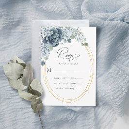 Dusty Blue Floral Watercolor Wedding RSVP Karte
