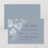 Dusty Blue Floral Watercolor Wedding RSVP Karte (Vorne/Hinten)