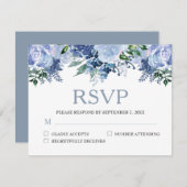 Dusty Blue Floral Watercolor Wedding RSVP Karte (Vorne/Hinten)