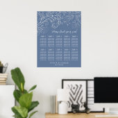 Dusty Blue Floral Wedding 10 Tables Seating Chart Poster (Heimbüro)