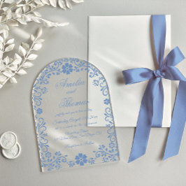 Dusty Blue Floral Wedding Acryleinladungen