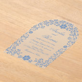 Dusty Blue Floral Wedding Acryleinladungen (Ablage )