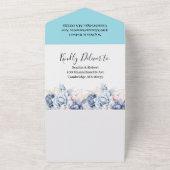 Dusty Blue Floral Wedding All In One Einladung (Außenbereich)