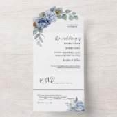 Dusty Blue Floral Wedding All In One Einladung (Innen Boden)
