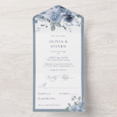 Dusty Blue Floral Wedding alle in einer Einladung (Innen Boden)