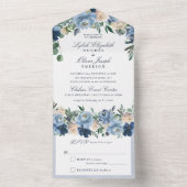 Dusty Blue Floral Wedding alle in einer Einladung (Innen Boden)