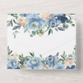 Dusty Blue Floral Wedding alle in einer Einladung (Rückseite)