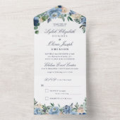 Dusty Blue Floral Wedding alle in einer Einladung (Innen Boden)
