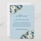 Dusty Blue Floral Wedding Bag Letter Timeline Card Einladung (Vorderseite)