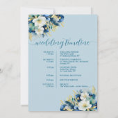 Dusty Blue Floral Wedding Bag Letter Timeline Card Einladung (Rückseite)