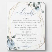 Dusty Blue Floral Wedding Bar Menu Fotoplatte (Vorderseite)