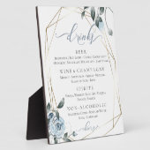 Dusty Blue Floral Wedding Bar Menu Fotoplatte (Seite)