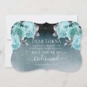 Dusty Blue Floral Wedding Be My Bridesmaid Einladung (Vorderseite)