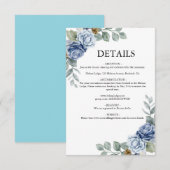 Dusty Blue Floral Wedding Begleitkarte (Vorne/Hinten)