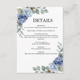 Dusty Blue Floral Wedding Begleitkarte