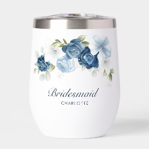 Dusty Blue Floral Wedding Bridesmaid Personalisier
