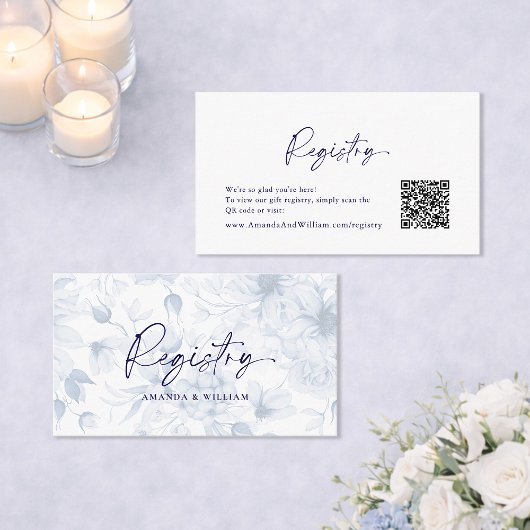 Dusty Blue Floral Wedding Card Begleitkarte