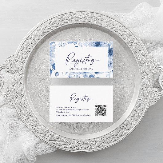 Dusty Blue Floral Wedding Card Begleitkarte