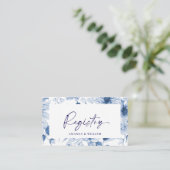 Dusty Blue Floral Wedding Card Begleitkarte (Stehend Vorderseite)