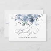 Dusty Blue Floral Wedding Danke Card (Vorderseite)