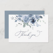 Dusty Blue Floral Wedding Danke Card (Vorne/Hinten)