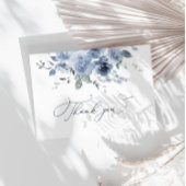 Dusty Blue Floral Wedding Danke Card