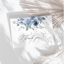 Dusty Blue Floral Wedding Danke Card
