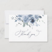 Dusty Blue Floral Wedding Danke Card (Vorderseite)